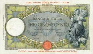 Italian East Africa, 500 Lira, P3b