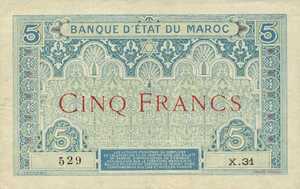 Morocco, 5 Franc, P8 Sign 2