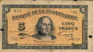 Guadeloupe, 5 Franc, P21b