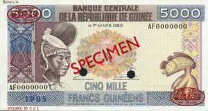 Guinea, 5,000 Franc, P33as