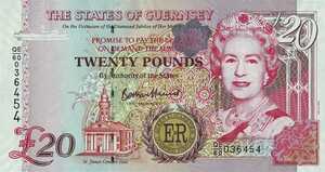 Guernsey, 20 Pound, P61, B167a
