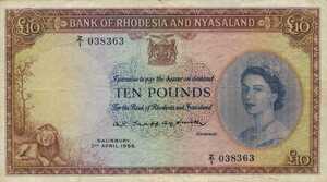 Rhodesia and Nyasaland, 10 Pound, P23a v1