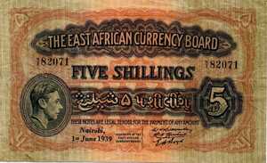 East Africa, 5 Shilling, P28a v2, B217c2