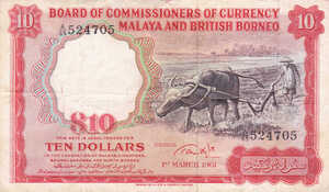 Malaya and British Borneo, 10 Dollar, P9a, lots 526  528 avg. results