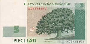Latvia, 5 Lats, P53b