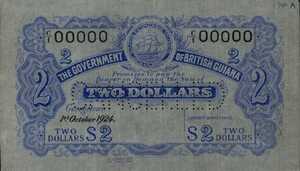 British Guiana, 2 Dollar, P1Bbs, B-104bs