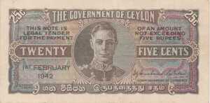 Ceylon, 25 Cent, P44a v1