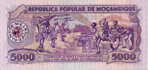 Mozambique, 5,000 Meticais, P133as