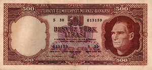 Turkey, 500 Lira, P178a, 61