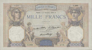 France, 1,000 Franc, P79b, F.37.05