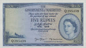 Mauritius, 5 Rupee, P27 Sign. 5
