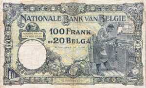 Belgium, 100/20 Franc/Belga, P102