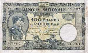 Belgium, 100/20 Franc/Belga, P102
