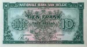 Belgium, 10/2 Franc/Belga, P122