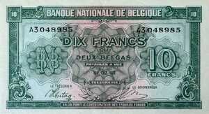 Belgium, 10/2 Franc/Belga, P122