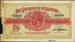 Bermuda, 2/6 Shilling and Pence, P2bs, B102bs